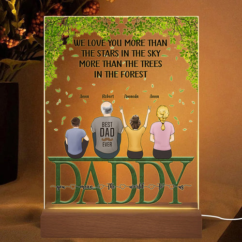 Father's Day Gift Personalized Green Acrylic Plaque Gifts for Dad Back View Lamp