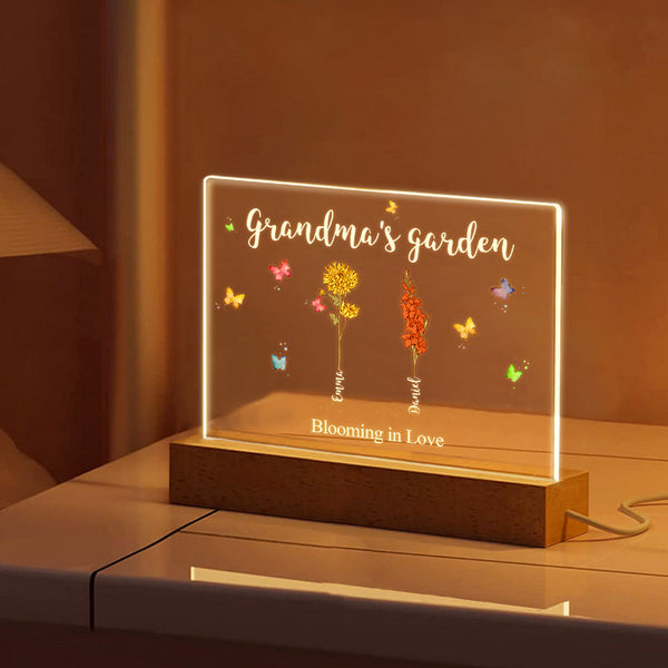 Custom Birth Flowers Night Light Grandma's Garden Acrylic Lamp Gifts for Mom Grandma - SantaSocks