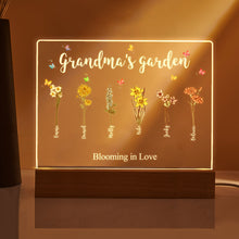 Custom Birth Flowers Night Light Grandma's Garden Acrylic Lamp Gifts for Mom Grandma - SantaSocks