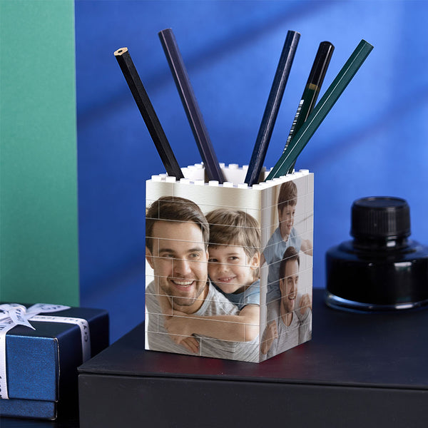 Personalised Photo Building Block Pen Holder Custom Bricks Toy for Dad