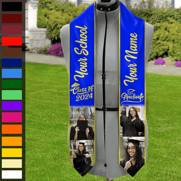 Custom Photo Class of 2024 Stoles Sash For Graduation Day