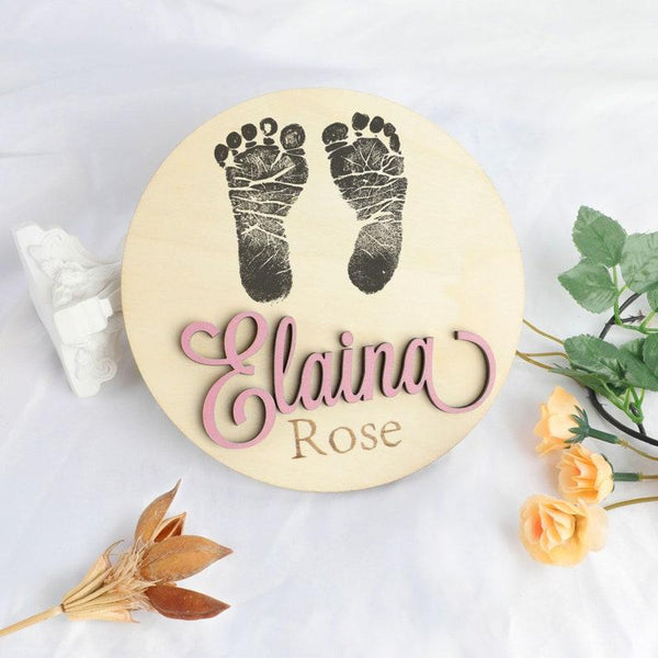 Baby Announcement Sign with Birth Stats Footprint Sign For Newborn Baby Name Reveal Personalized Baby Name Sign For Hospital - SantaSocks