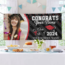 Custom Photo Congrats Class Of 2024 Glitter Graduation Banner, Graduation Decorations