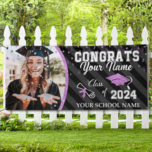 Custom Photo Congrats Class Of 2024 Glitter Graduation Banner, Graduation Decorations