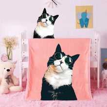 Custom Blankets Personalized Pet Photo Blankets Painted Art Portrait Fleece Blanket-Cat