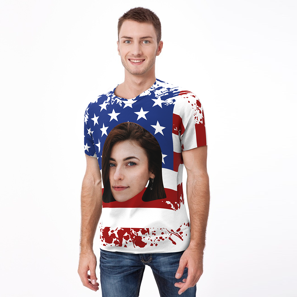 Custom Face T-shirt American Flag