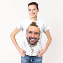 Custom Face Zipper All Over Print T-shirt Photo Shirt