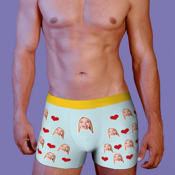 Custom Personalized Face Heart Boxer Personalised Men's Briefs Sexy Gift