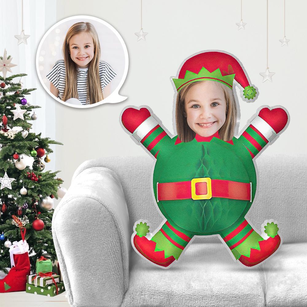 Custom Face On Pillow Face Cartoon Body Pillow Personalized Photo Pillow Gift - Green christmas baby Minime Pillow