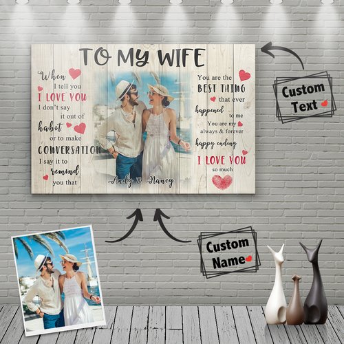 Custom Photo Wall Decor Family Painting Canvas With Couple Name