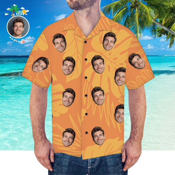 Custom Face Shirt Men's Hawaiian Shirt Orange