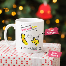 Personalized the love between a mother and son knows no distance mug