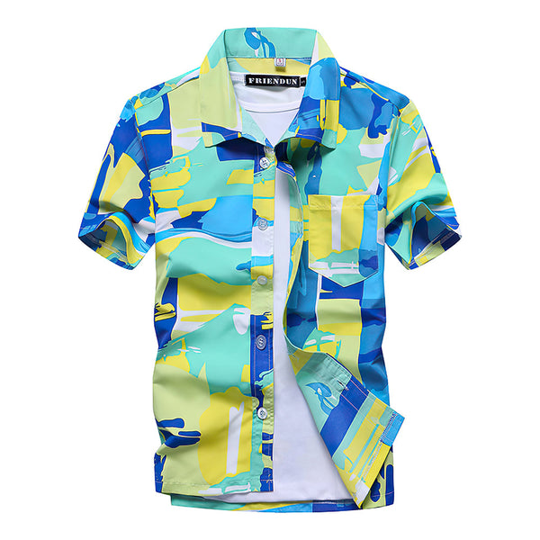 Hawaiian Shirts Print Colorful Pattern Aloha Beach Shirts For Men