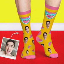 Custom Socks Cool Watermelon With Faces And Name