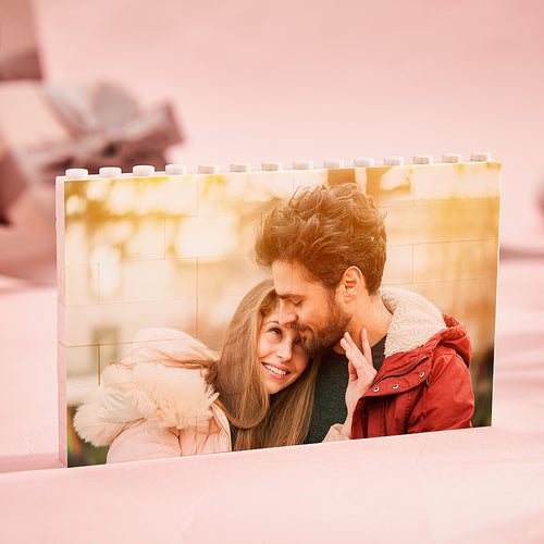 Valentine's Day Personalized Building Brick Custom Photo Block Square Shape for Couple