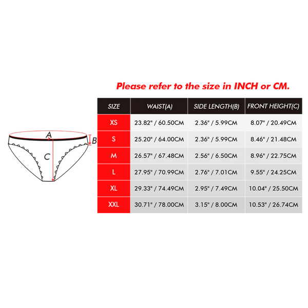 Custom Face Panties Personalized Photo Red Christmas Lace Panties for Women