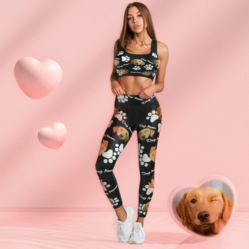 Custom Face Leggings and Tank Top Yoga Clothing Suit Mother's Day Gift - Dog Mom