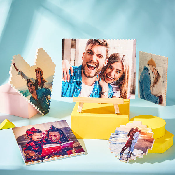Custom Block Puzzle Personalized Photo Building Brick Multiple Shapes and Sizes Gift for Lover