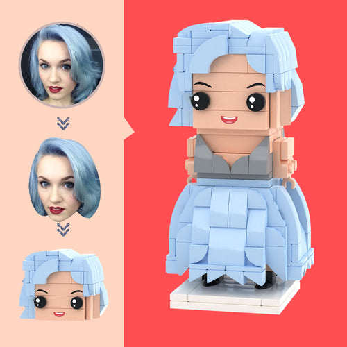 Customized Head Princess Elsa Figures Small Particle Block Toy Customizable Brick Art Gifts