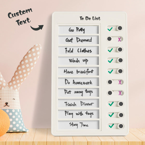 Custom Name Magnetic Dry-erase Daily Routine Chart Gifts for Children White