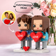 Couple Holding Heart Valentine's Day Gift Brick Figures Personalized Couples Brick Figures Small Particle Block