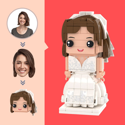 Customized Head Girl Wedding Dress Figures Small Particle Block Toy Customizable Brick Art Gifts