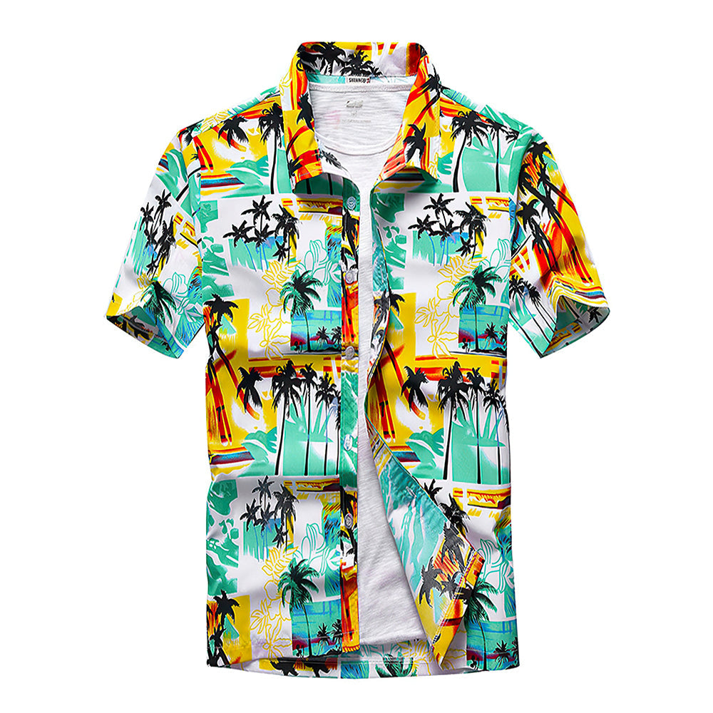 Hawaiian Shirts Yellow Tree Aloha Beach Shirts For Men