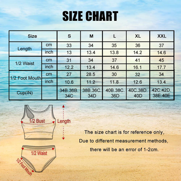 Custom Face Women's Colourful Two-piece Swimsuit Sexy Gifts for Her