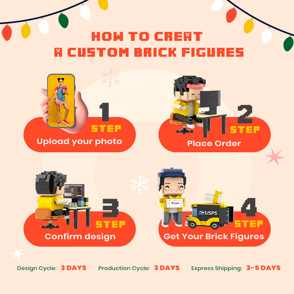 Fully Body Customizable 1 Person Detailed Version Custom Brick Figures Small Particle Block Toy Supermarket Cashier