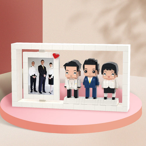 Gifts for Colleagues Full Body Customizable 3 People Custom Brick Figures Photo Frame Small Particle Block