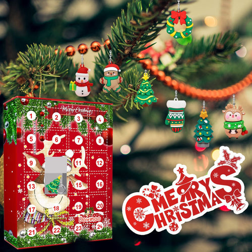 Christmas Ornament/Keychain Blind Box Xmas 24-day Countdown Calendar Gifts Box Xmas Gift