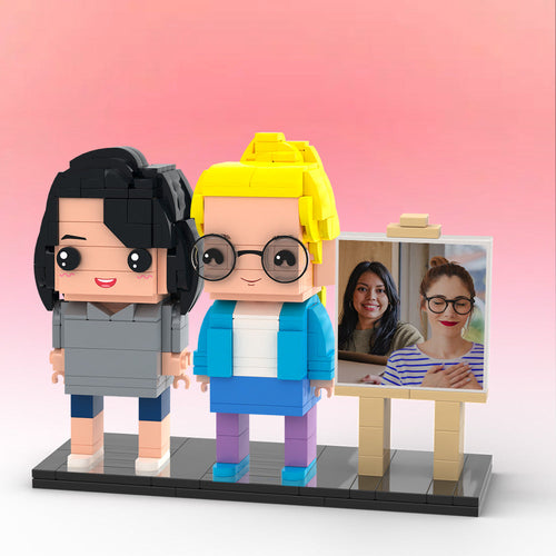 Full Body Customizable 2 People Photo Frame Custom Brick Figures Small Particle Block Gifts for Sisters