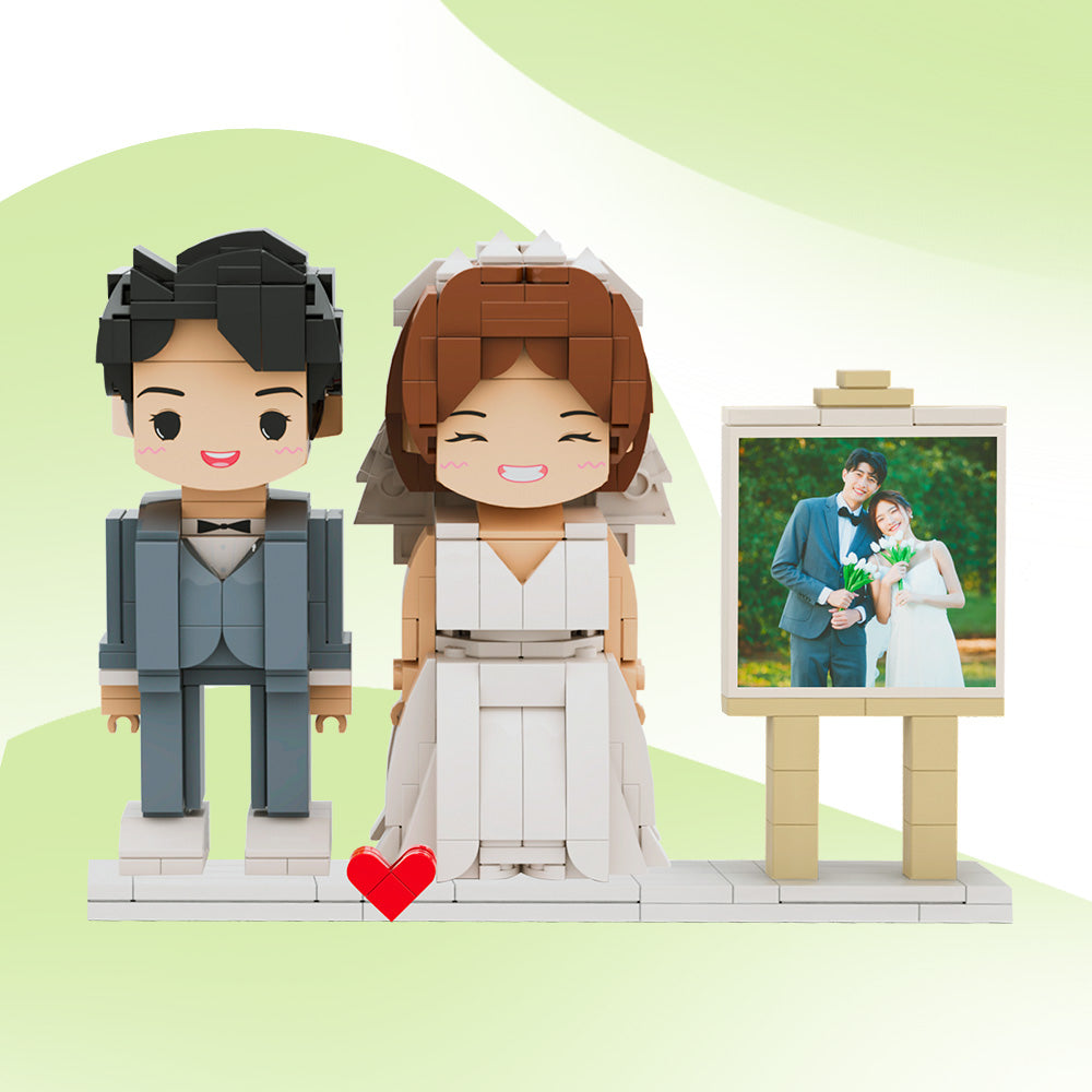 Full Body Customizable 2 People Photo Frame Custom Cute Brick Figures Small Particle Block Gifts for Him