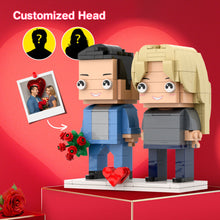 Valentine's Day Couple Holding Rose Gift Brick Figures Personalized Couples Brick Figures Small Particle Block