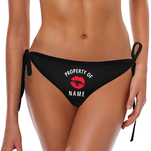 Two Sides Print Custom Name & Personalized Message Only Bikini Bottom