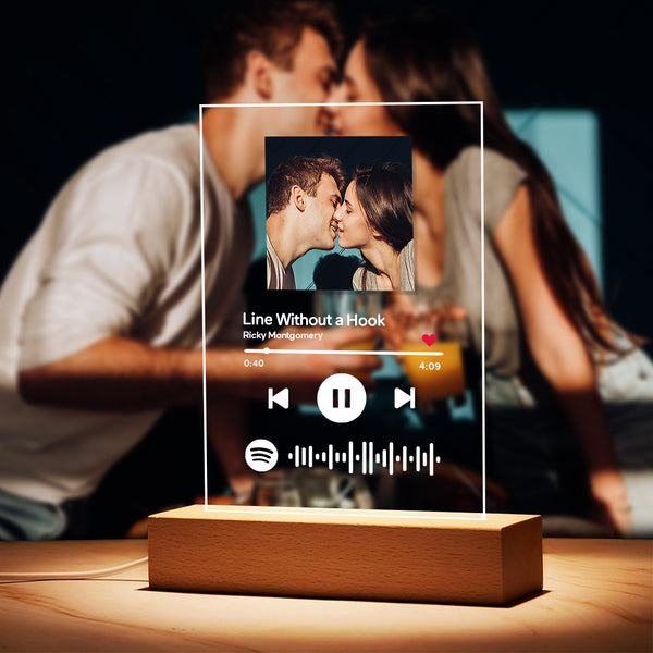 Anniversary Gifts Spotify Glass Art Custom Photo Scannable Music Plaque Best Gift