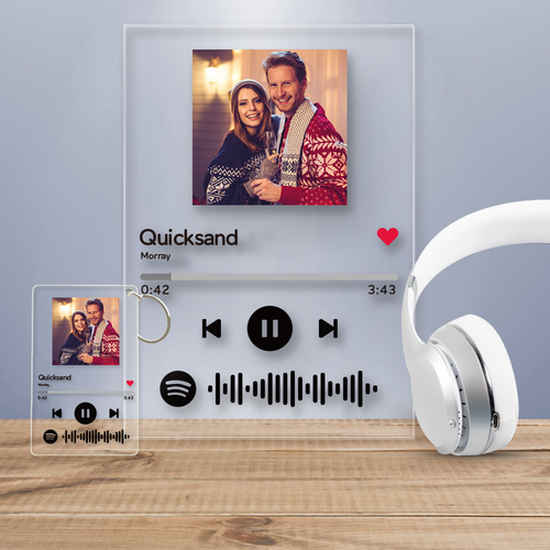 Spotify Glass Custom Scannable Spotify Code Music Plaque Frame And Get A Free Keychain（4.7IN X 7.1IN/2.1IN X 3.4IN）