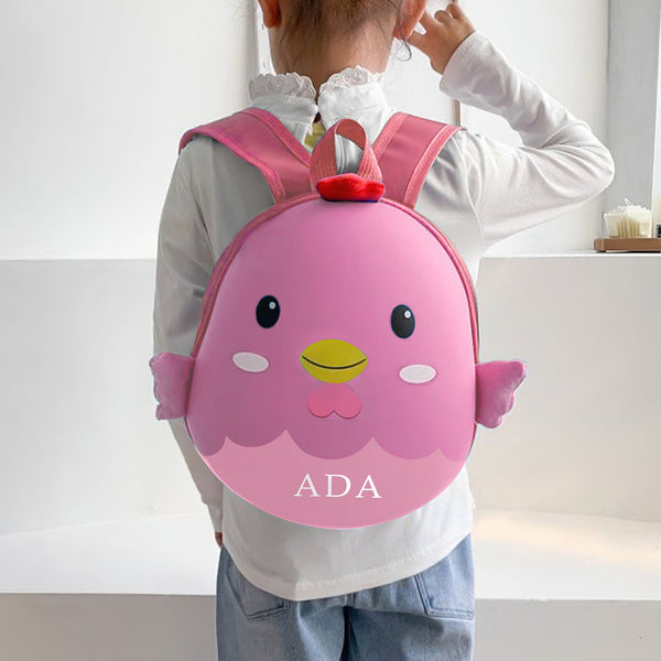 custom cartoon backpack toddler backpack chicken shape bag for kids engraved