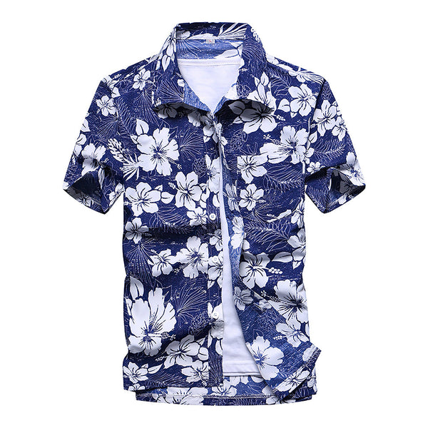 Hawaiian Shirts Print Flowers Design Aloha Beach Shirts For Men