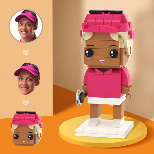 Customized Head Female Tennis Players Figures Small Particle Block Toy Customizable Brick Art Gifts