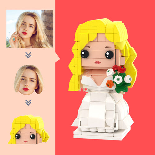 Customized Head Wedding Dress Figures Small Particle Block Toy Customizable Brick Art Gifts