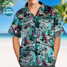 Custom Face Shirt Men's Hawaiian Shirt Palm Leaves
