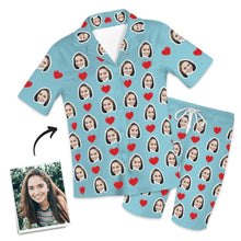Customized Photo Short Sleeved Pajamas-Hearts