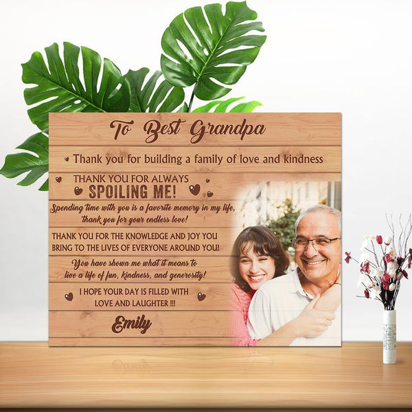 Custom Photo Wall Decor Painting Canvas With Text - To Best Grandpa