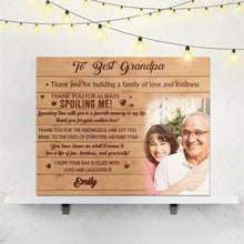 Custom Photo Wall Decor Painting Canvas With Text - To Best Grandpa