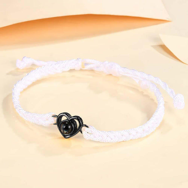 Custom Photo Projection Braided Rope Bracelet Memorial Photo Inside Bracelet Gifts for Her - SantaSocks