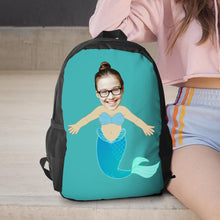 Personalized Blue Mermaid Photo Backpacks Minime Bookbags Back To School Gifts For Girls Gifts