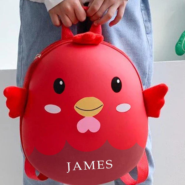 custom cartoon backpack toddler backpack chicken shape bag for kids engraved