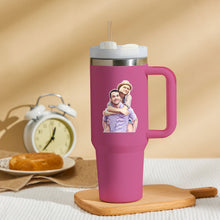 Personalized Photo Insulated Mug With Handle And Straw Stainless Steel Cup For Car Home