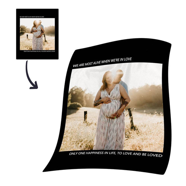 Personalized Photo Blanket Fleece with Text